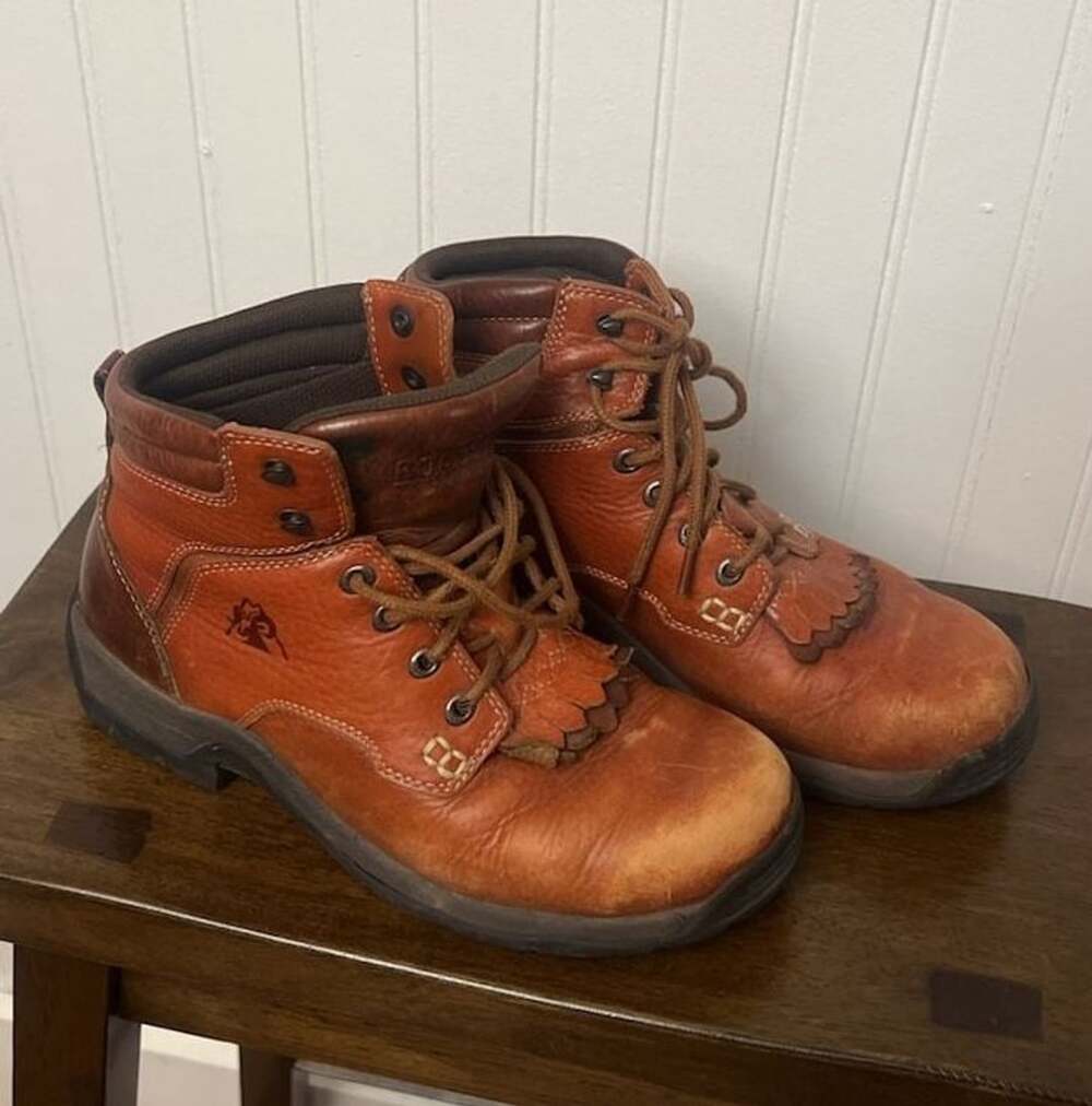 Rocky Brown Leather Lace Up Work Boots With Kiltie Size 7.5 MW